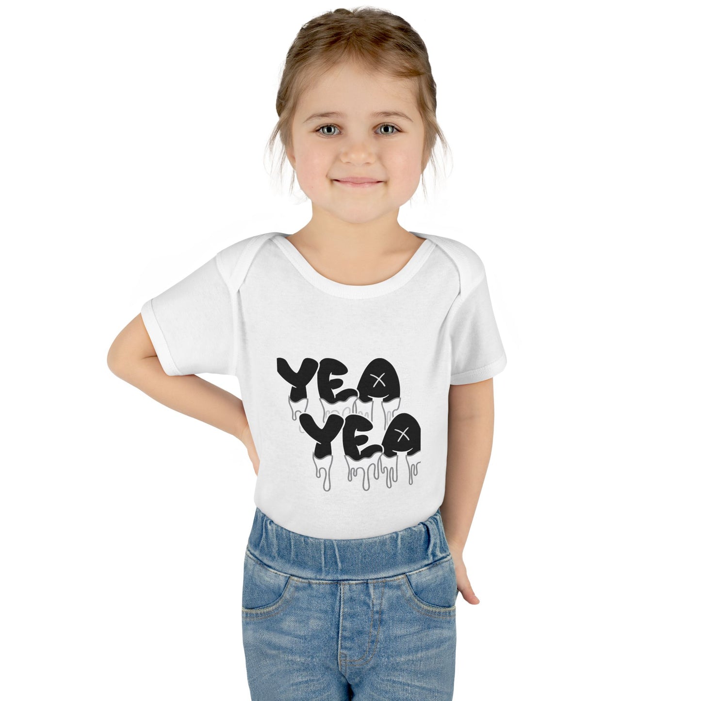 Infant Bodysuit — Playful 'Yea Yea' Drip Design with 'Kamp Water' Back Print