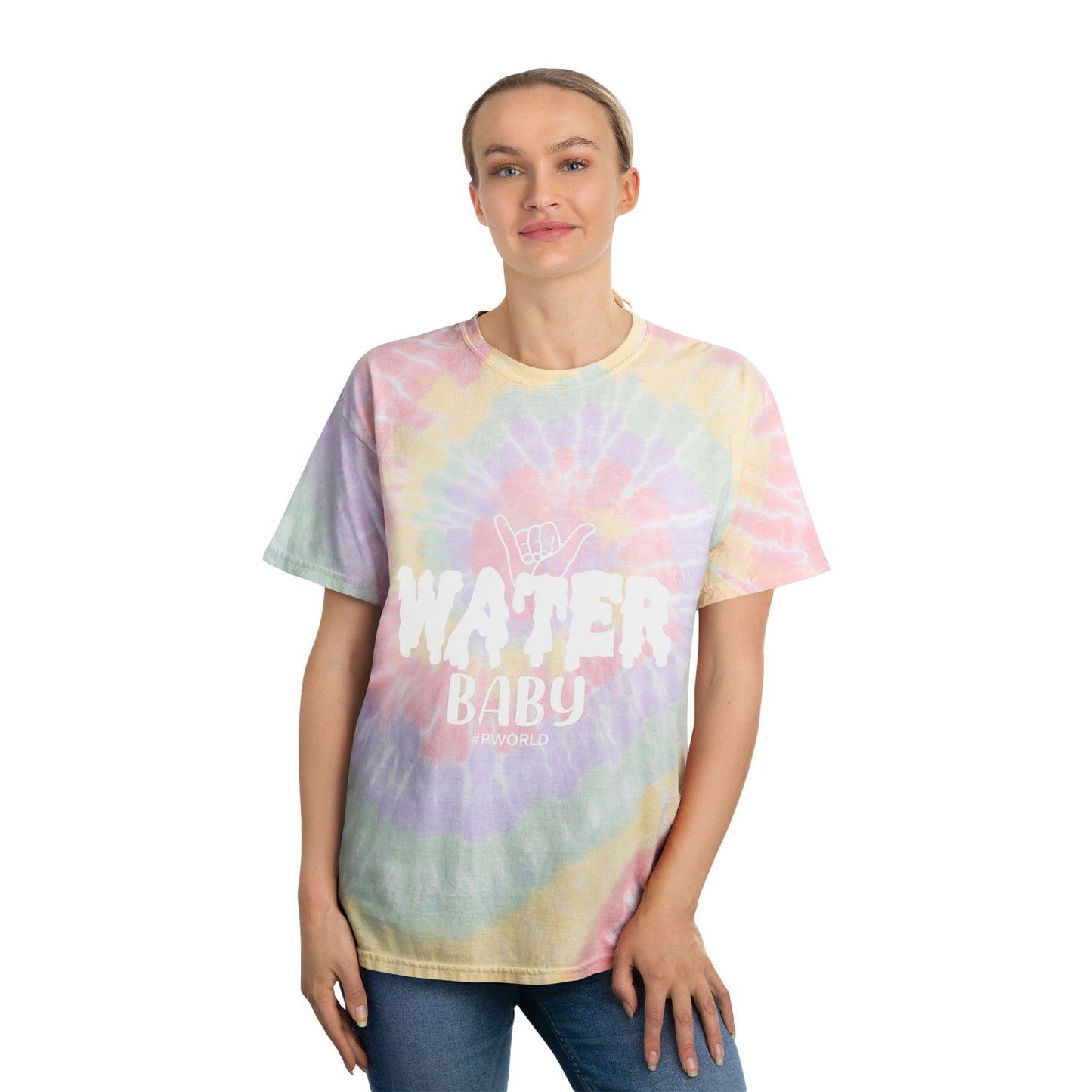 Pastel Spiral Tie-Dye Tee — 'Water' Graphic Casual T-Shirt