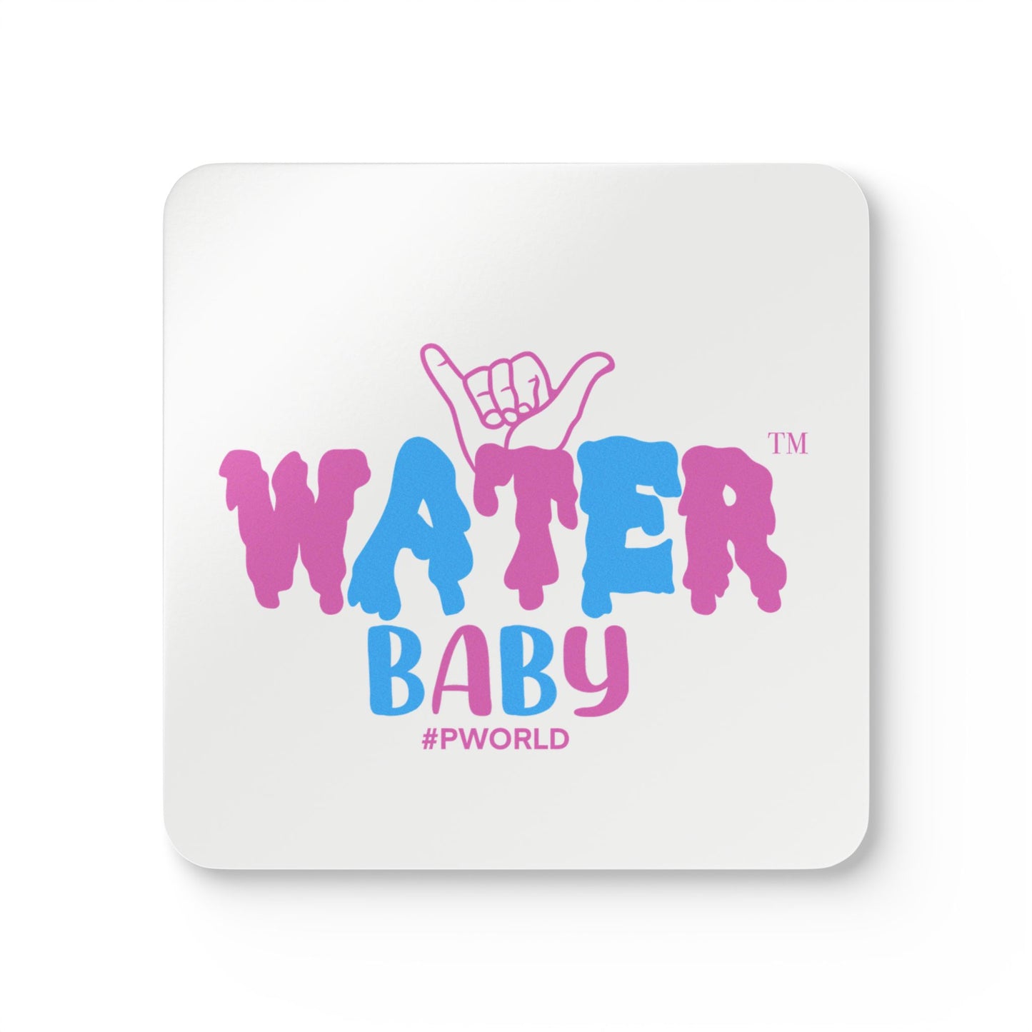 Cork Coaster Set — 'Water Baby' Pink & Blue Beach Vibes Drink Coasters