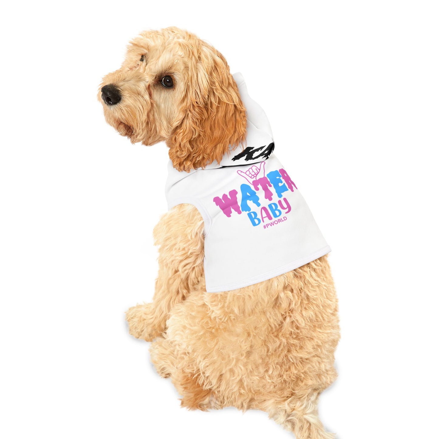 Pet Hoodie — "Water Baby" Graphic Dog & Cat Hoodie (Pink & Blue)