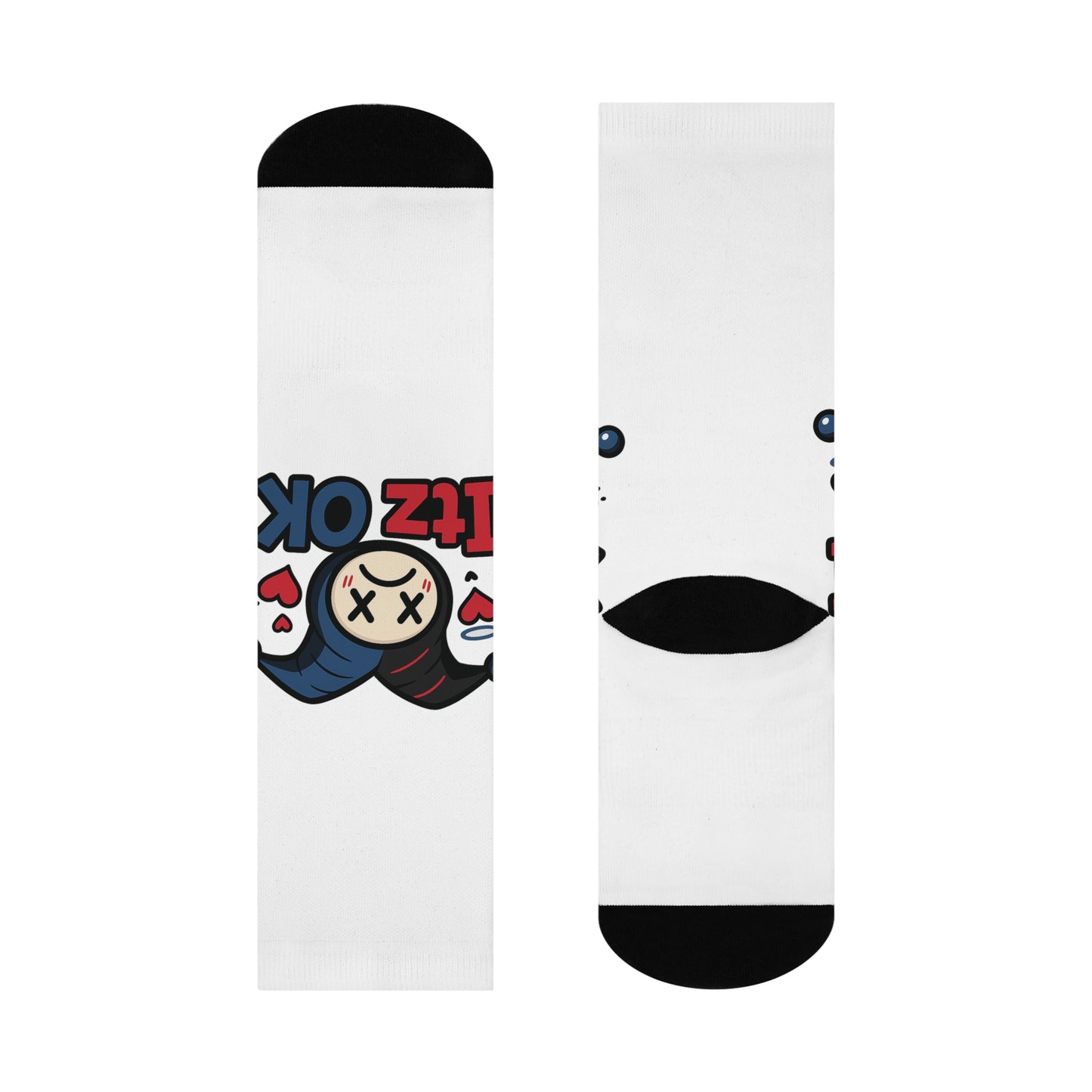 Cushioned Crew Socks — Cute Jester Character “Itz OK” Graphic