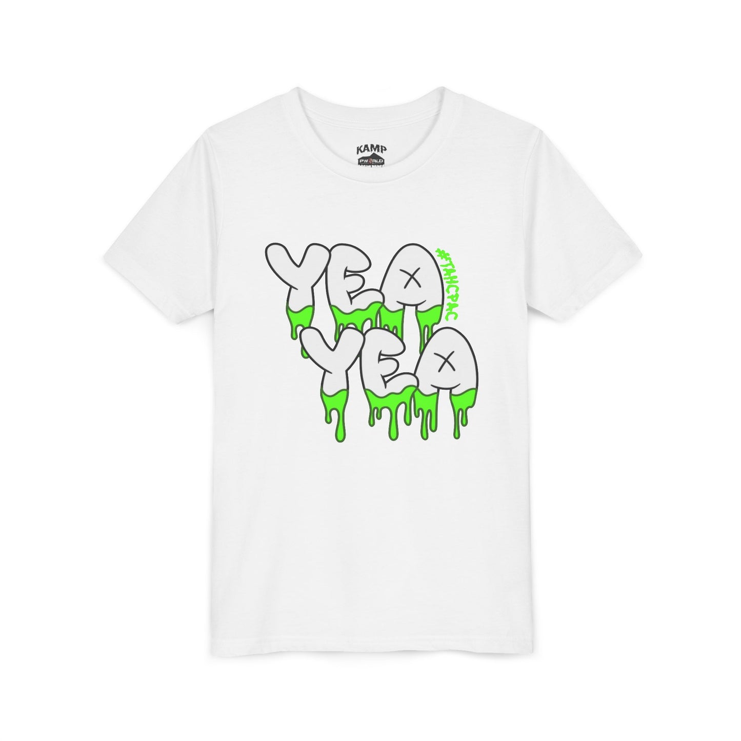 Youth Short Sleeve Tee - Fun 'YEA YEA' Graphic Design With 'Kamp Water Tag' Shirt for Kids