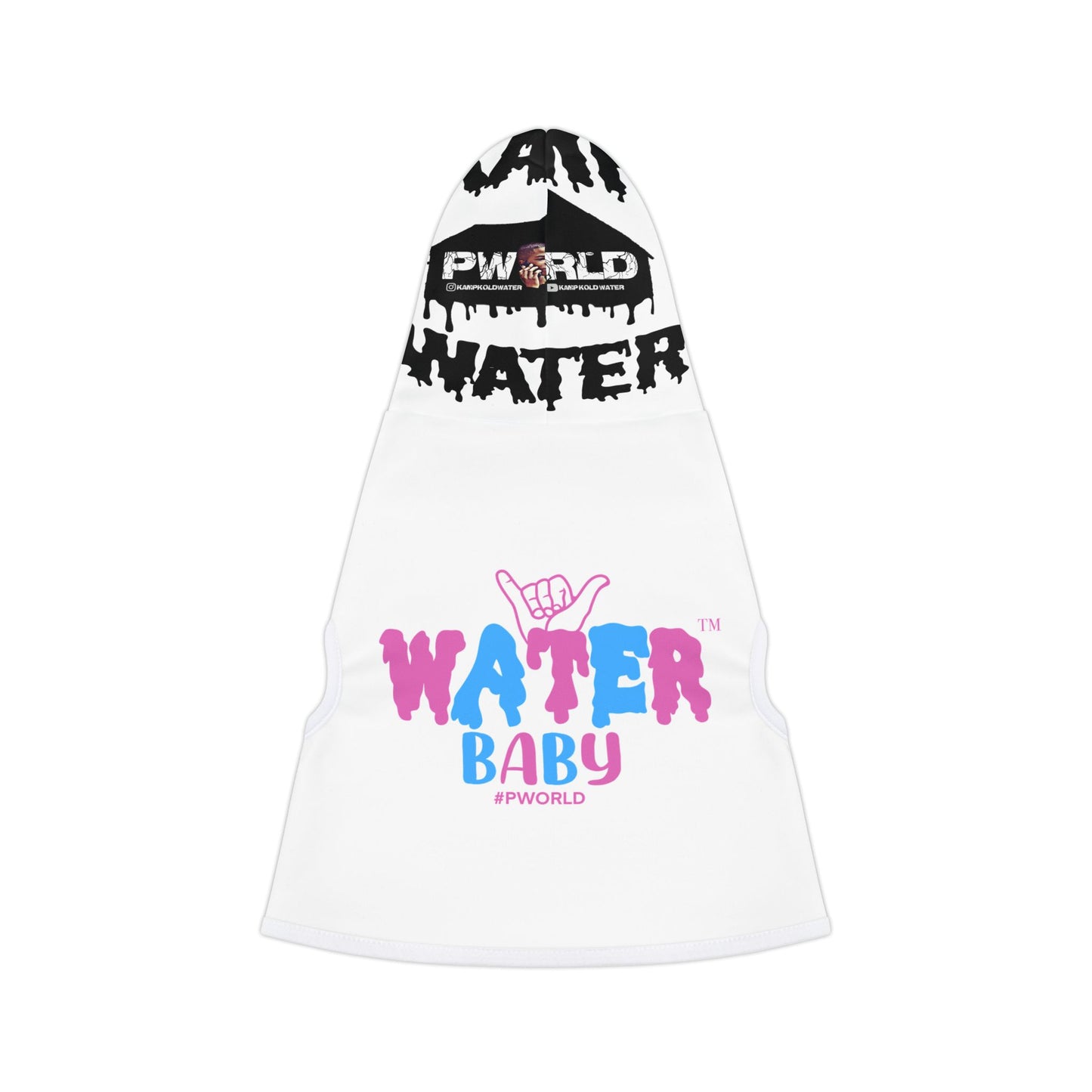 Pet Hoodie — "Water Baby" Graphic Dog & Cat Hoodie (Pink & Blue)