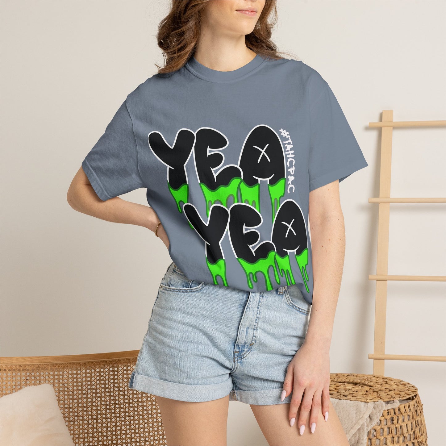 YEA YEA Graphic T‑Shirt — #TAHCPAC Back Print