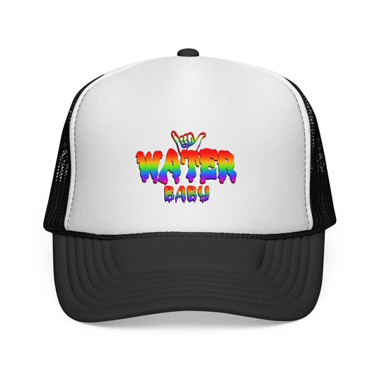 Water Baby Trucker Hat — Rainbow Surf Shaka Cap