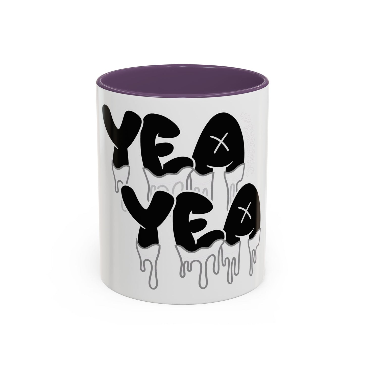 Drippy "YEA YEA" Accent Coffee Mug — Black & White Graphic Ceramic
