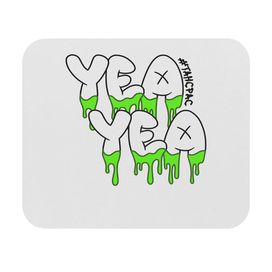 YES YEAH Drippy Green Graffiti Mouse Pad — Retro Street Art Desk Mat