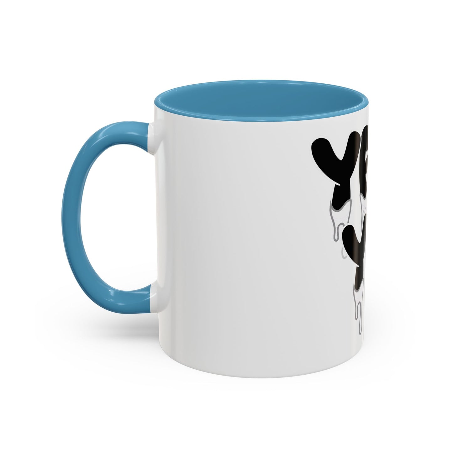 Drippy "YEA YEA" Accent Coffee Mug — Black & White Graphic Ceramic