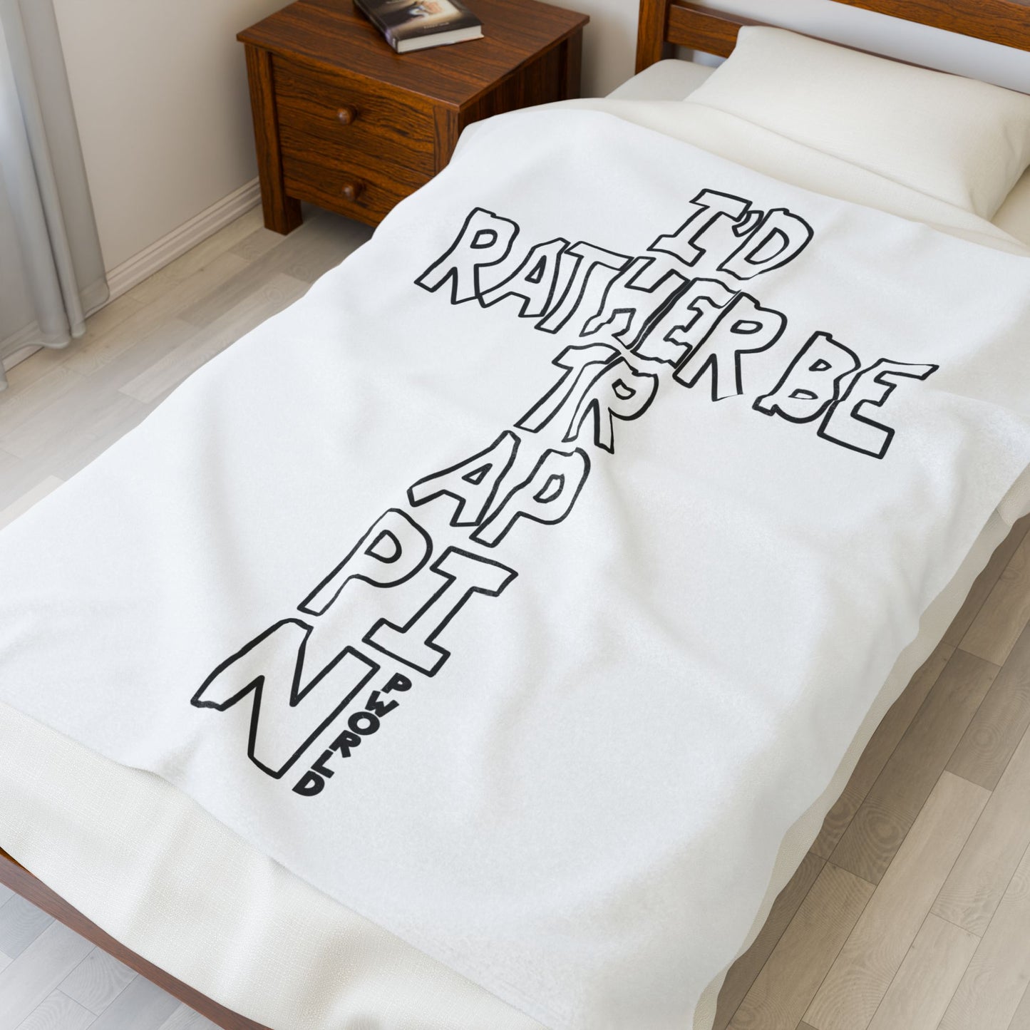 Cozy Plush Blanket with Sassy Quote | I'd Rather Be Trappin | Perfect Gift for Home, Relaxation, Celebrations, Holidays, Friends