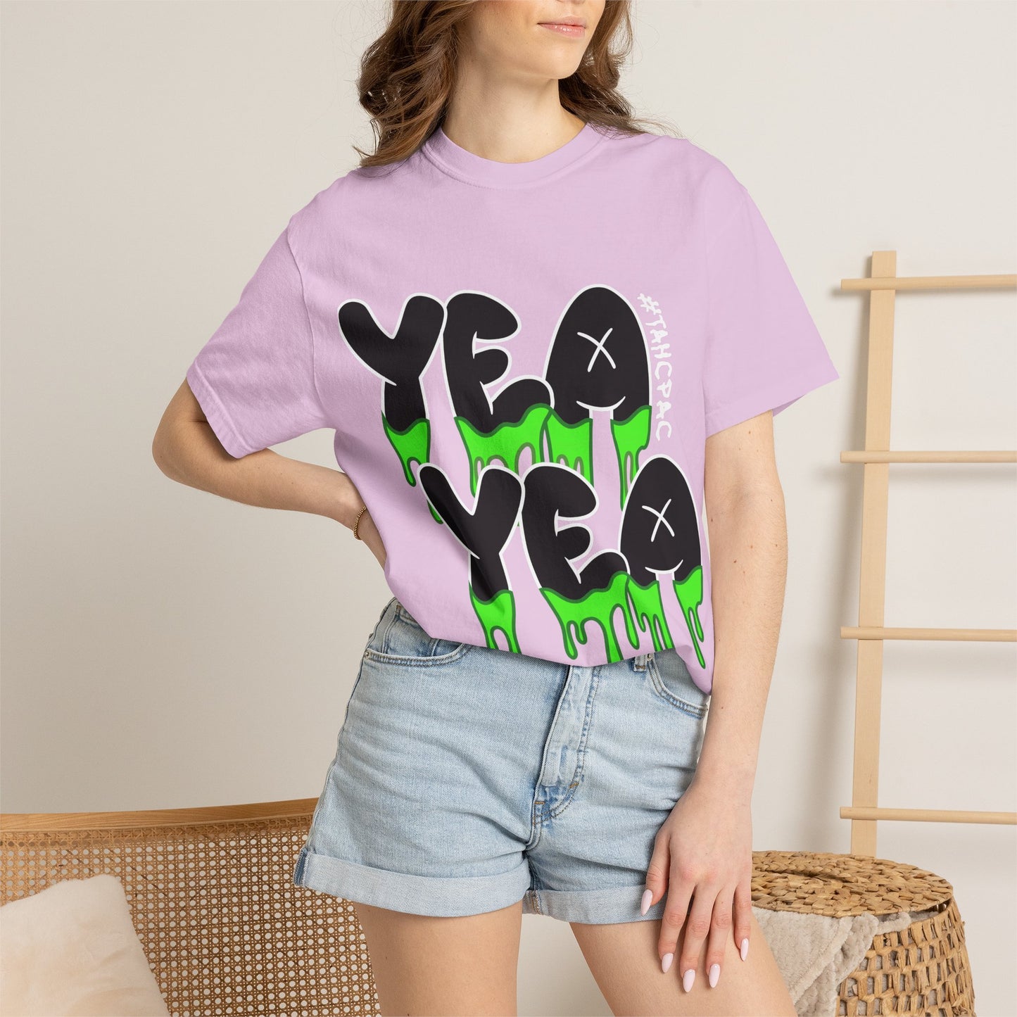 YEA YEA Graphic T‑Shirt — #TAHCPAC Back Print