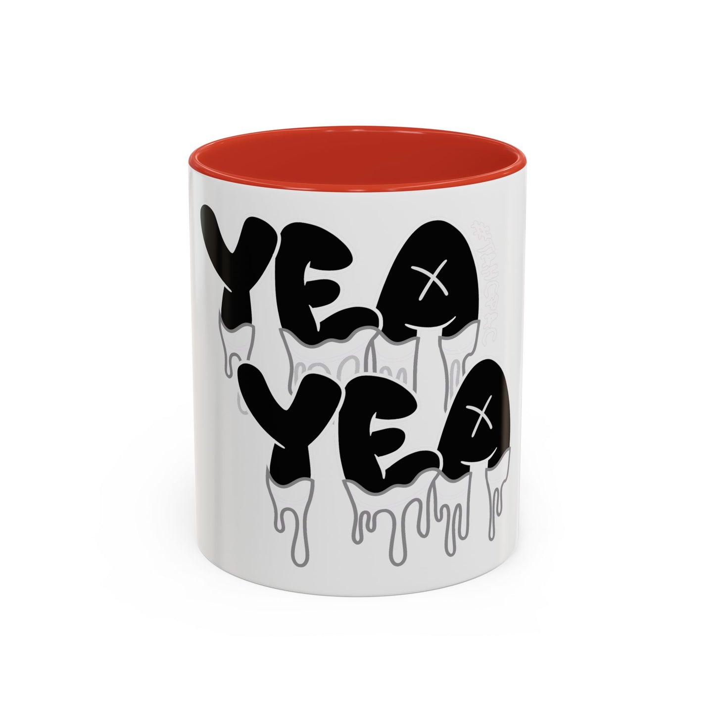 Drippy "YEA YEA" Accent Coffee Mug — Black & White Graphic Ceramic