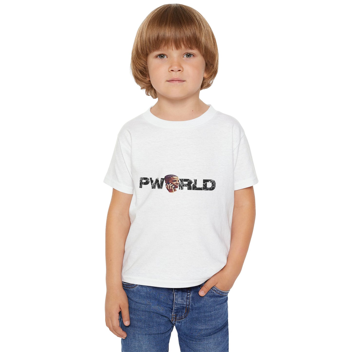 Toddler T‑Shirt — "PWorld" Graphic Tee with Masked Face Logo