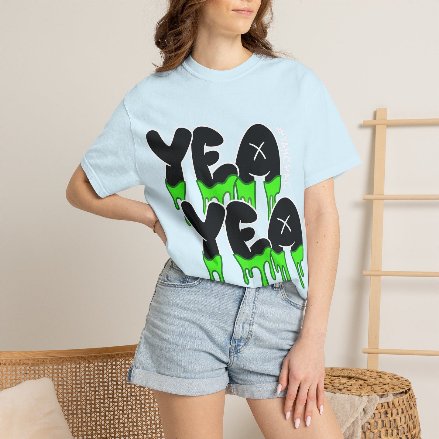 YEA YEA Graphic T‑Shirt — #TAHCPAC Back Print