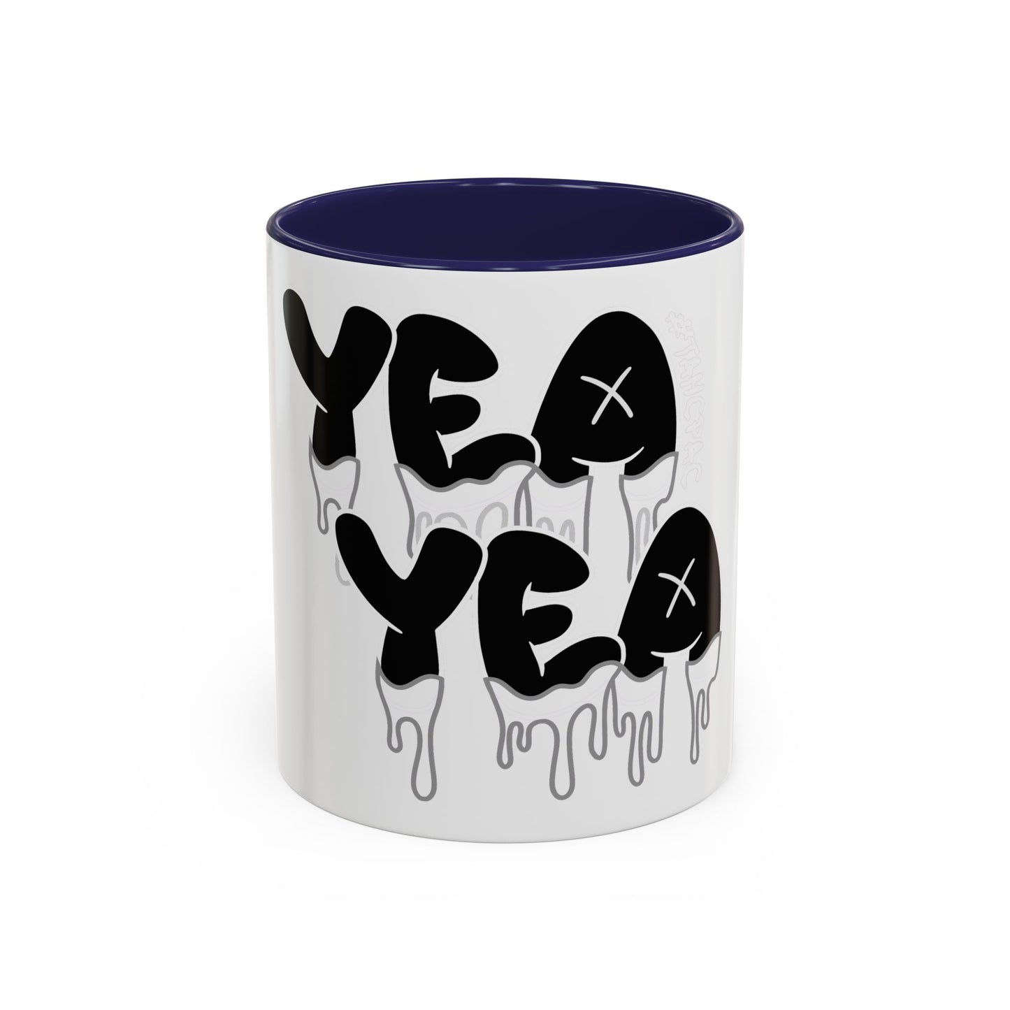 Drippy "YEA YEA" Accent Coffee Mug — Black & White Graphic Ceramic