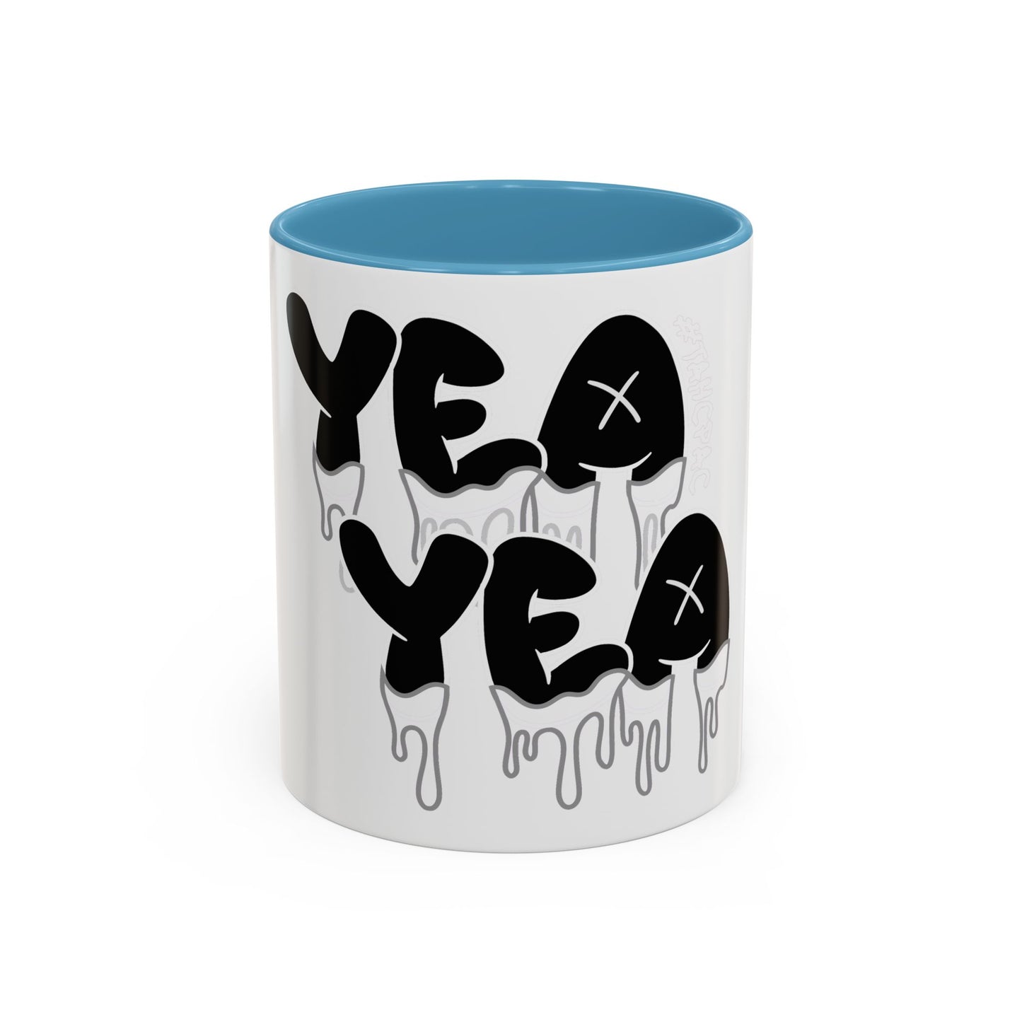 Drippy "YEA YEA" Accent Coffee Mug — Black & White Graphic Ceramic
