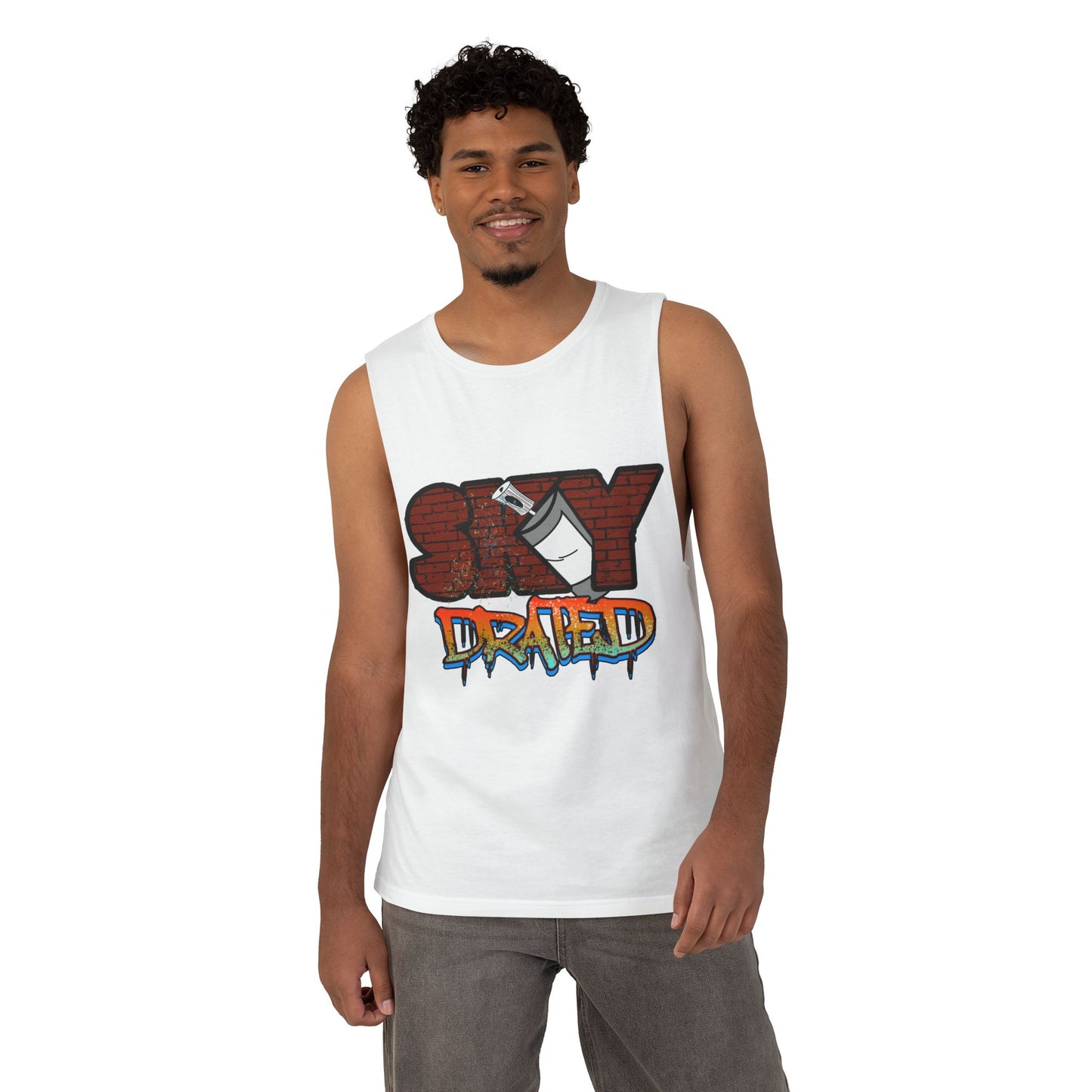 Urban Graffiti Unisex Tank Top, Streetwear Tee, Casual Summer Wear, Graphic Apparel, Perfect for Festivals or Everyday