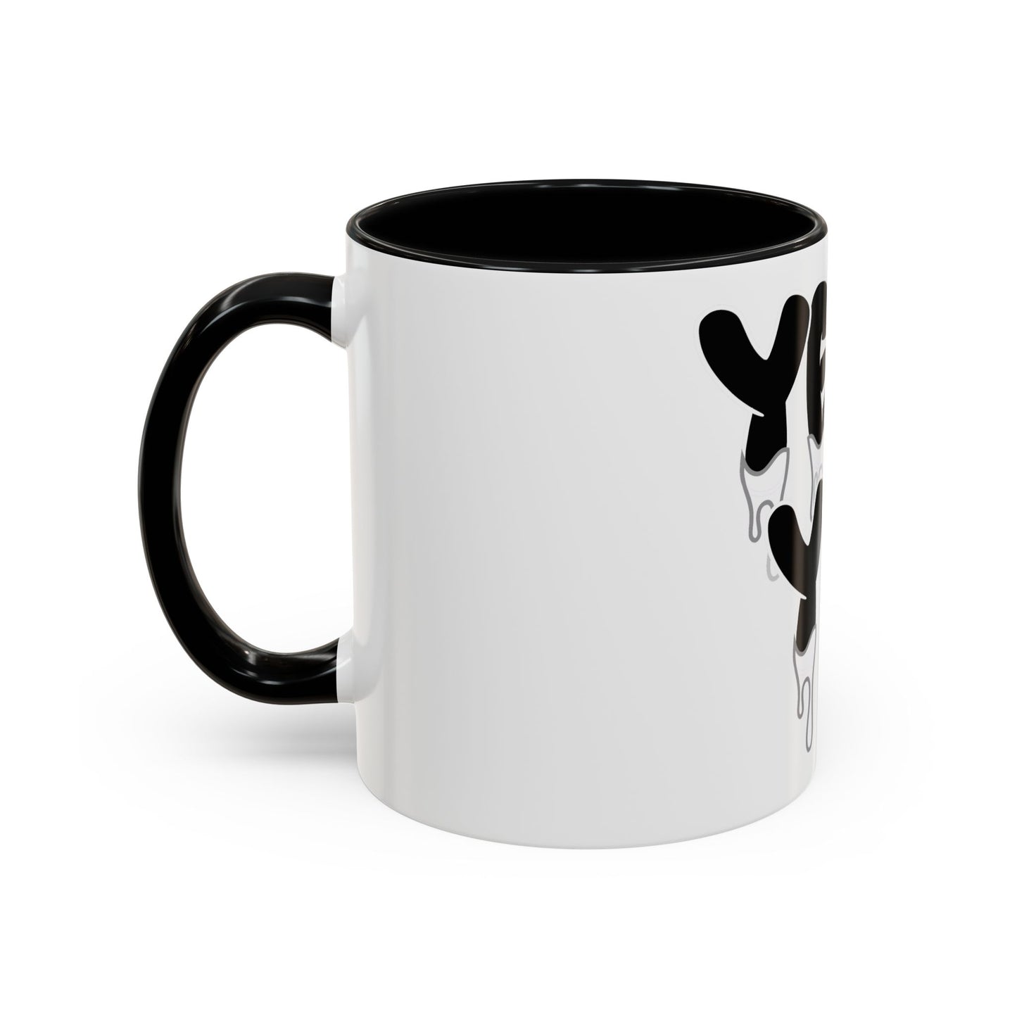 Drippy "YEA YEA" Accent Coffee Mug — Black & White Graphic Ceramic