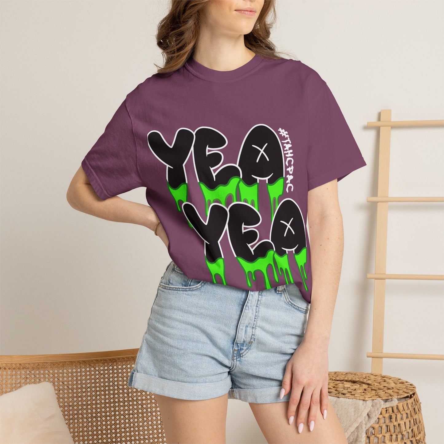 YEA YEA Graphic T‑Shirt — #TAHCPAC Back Print