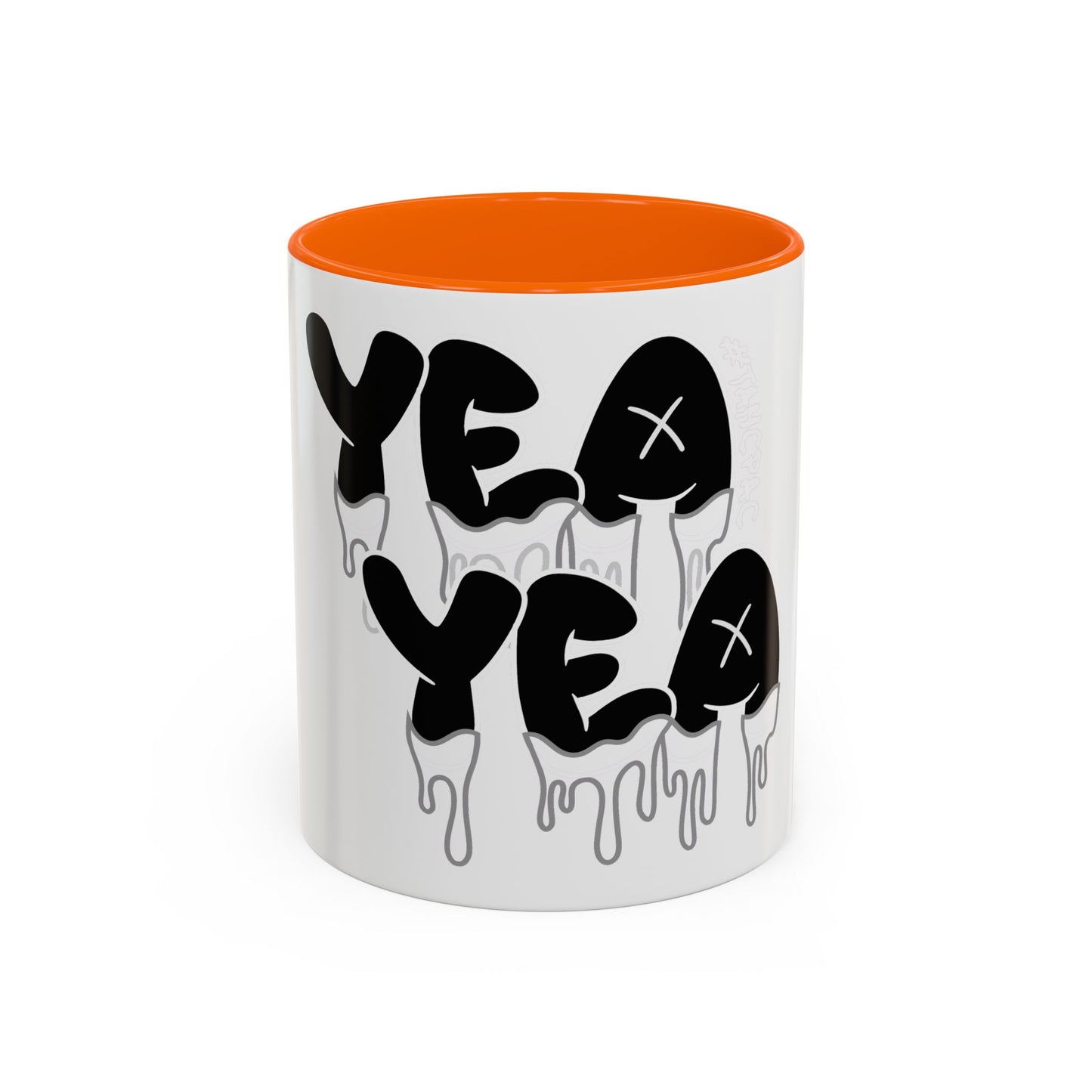 Drippy "YEA YEA" Accent Coffee Mug — Black & White Graphic Ceramic