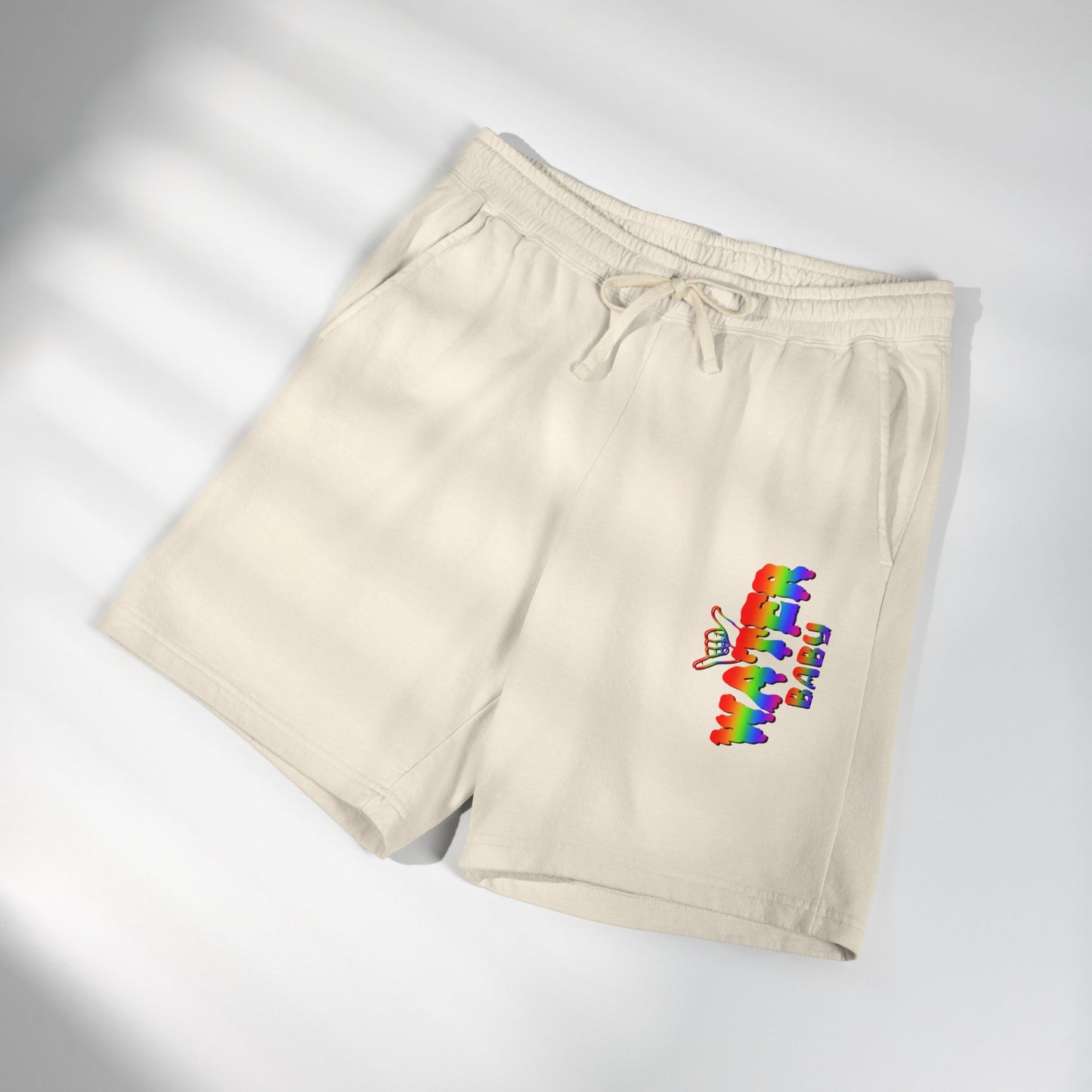 Rainbow Pride Fleece Shorts — Lightweight Garment-Dyed Sweat Shorts
