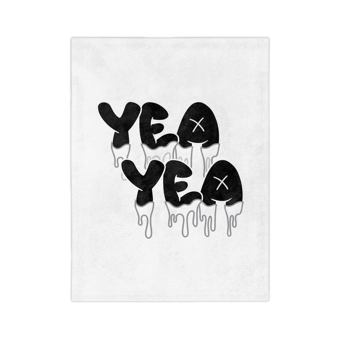 Dripping 'YEA YEA' Graphic Microfiber Blanket — Black & White Cozy Throw