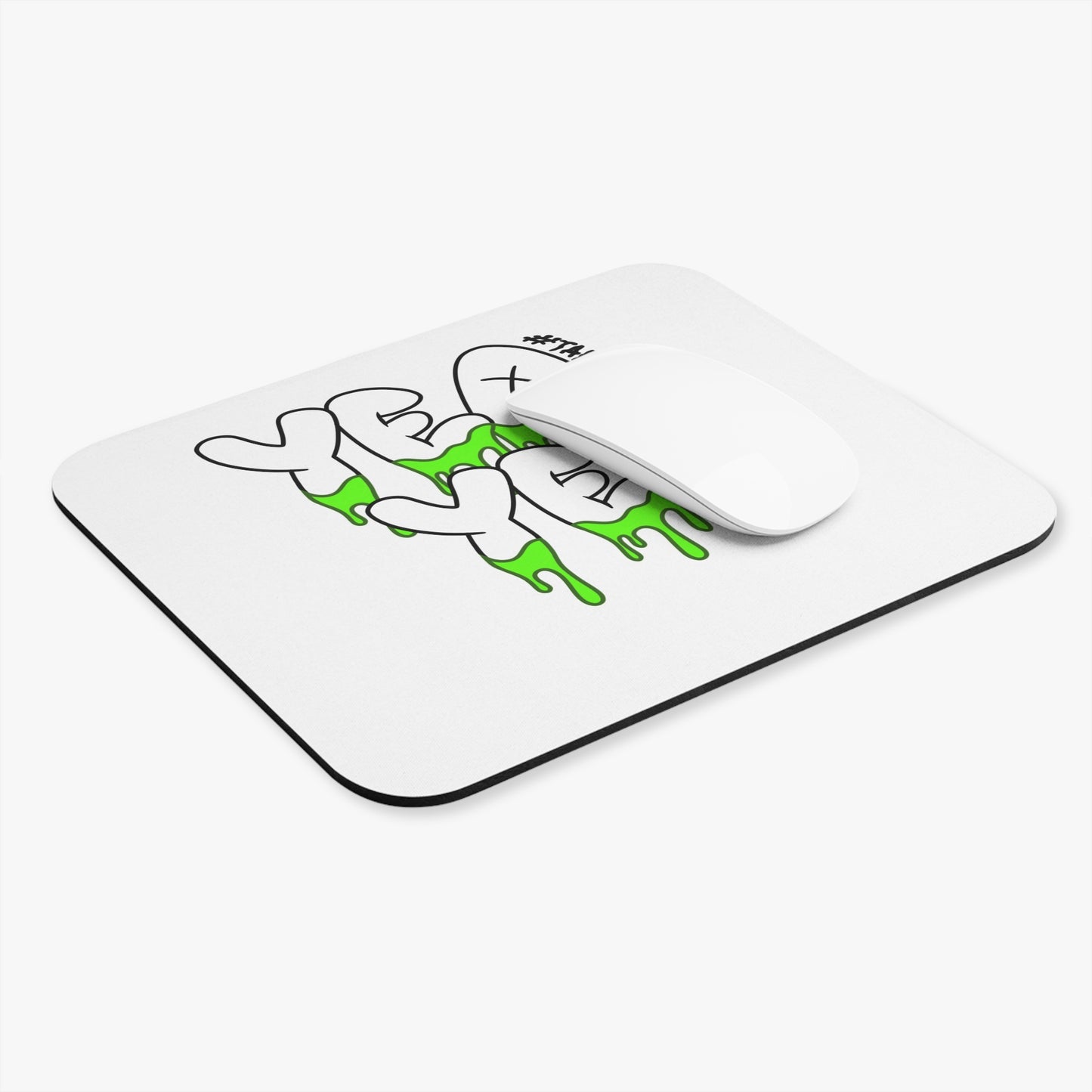 YES YEAH Drippy Green Graffiti Mouse Pad — Retro Street Art Desk Mat
