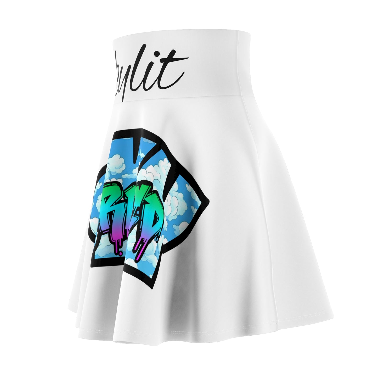 Women's Graffiti Print Skater Skirt, Trendy Summer Skirt, Festival Outfit, Casual Style, Everyday Wear, Graphic AOP Design