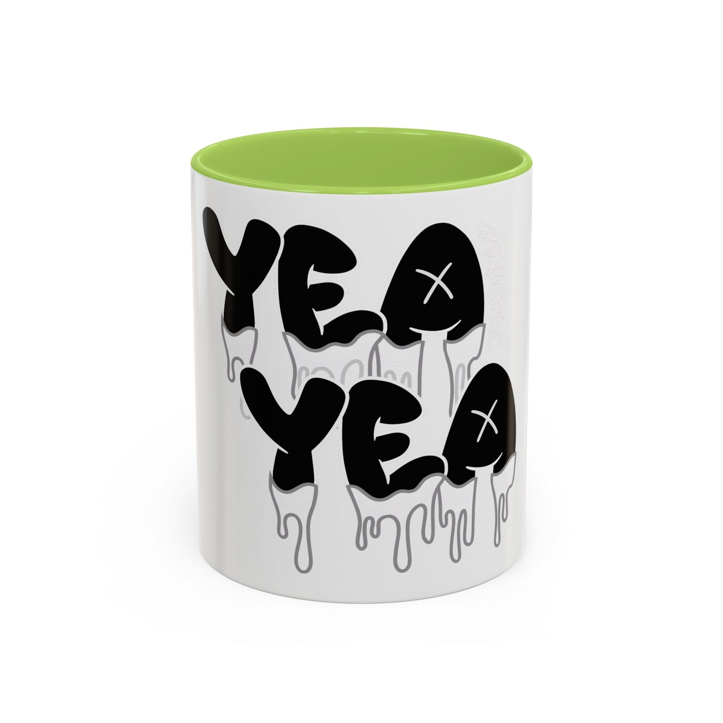 Drippy "YEA YEA" Accent Coffee Mug — Black & White Graphic Ceramic