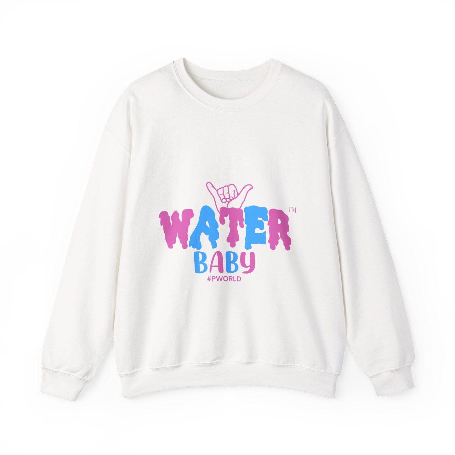 Crewneck Sweatshirt — "Water Baby" Graphic Pullover with Surf-Inspired Back Print