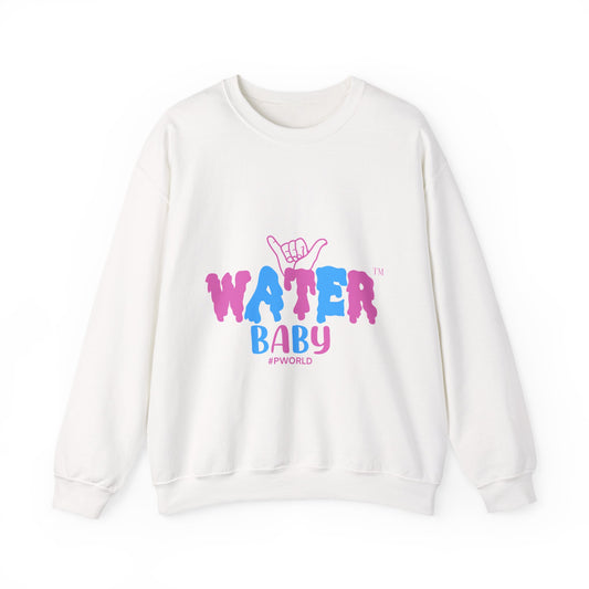 Crewneck Sweatshirt — "Water Baby" Graphic Pullover with Surf-Inspired Back Print