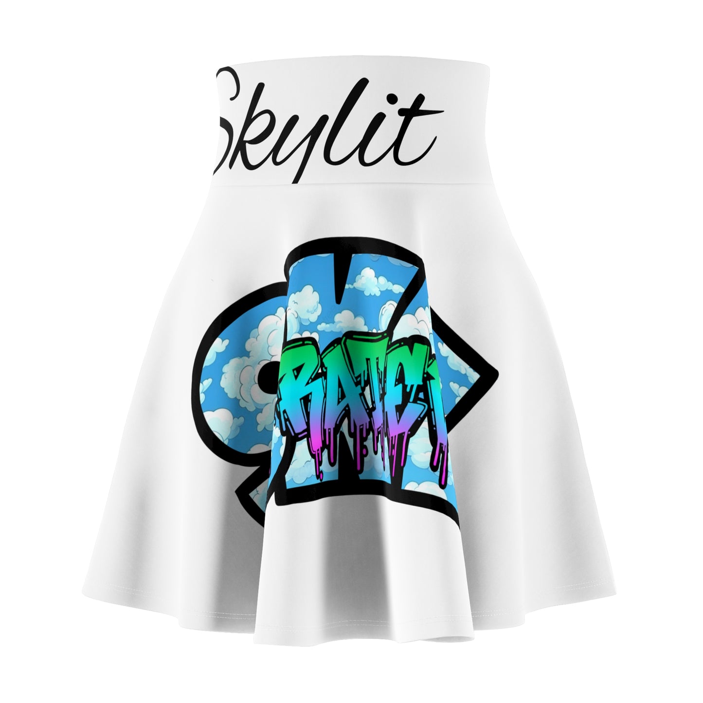 Women's Graffiti Print Skater Skirt, Trendy Summer Skirt, Festival Outfit, Casual Style, Everyday Wear, Graphic AOP Design