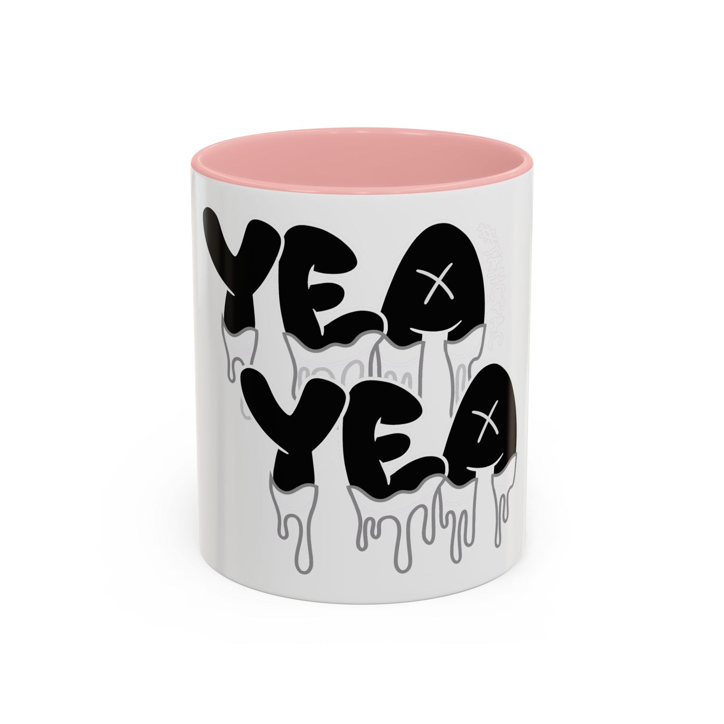 Drippy "YEA YEA" Accent Coffee Mug — Black & White Graphic Ceramic