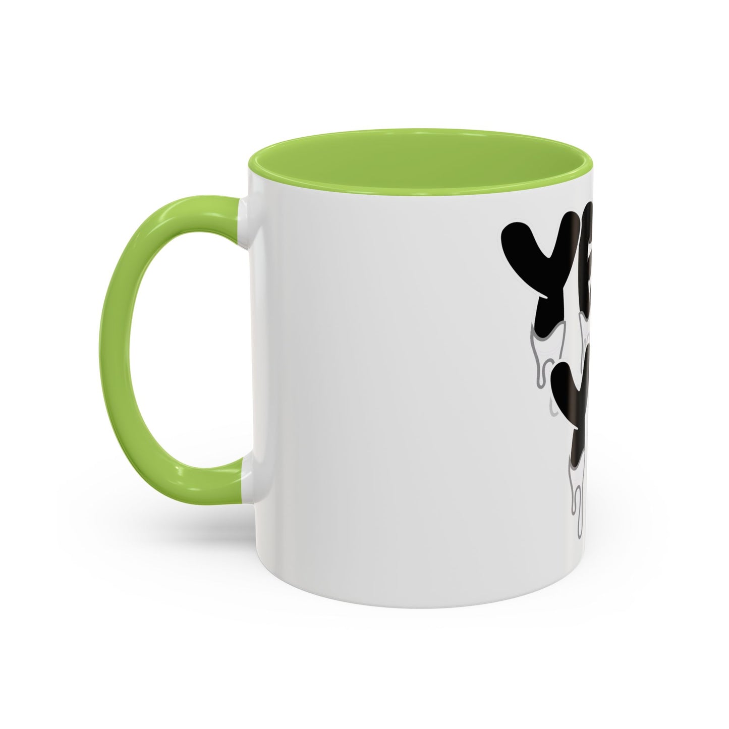 Drippy "YEA YEA" Accent Coffee Mug — Black & White Graphic Ceramic