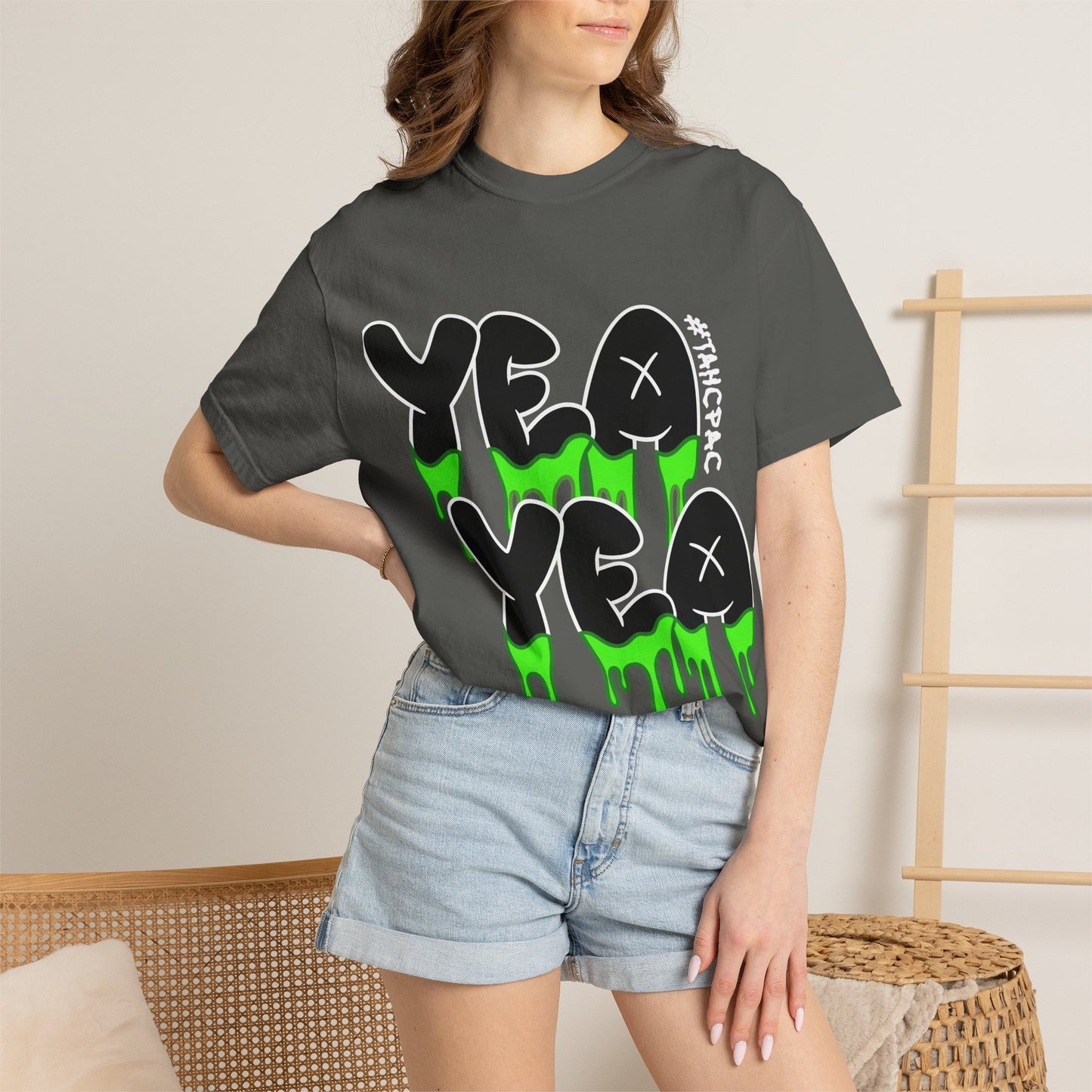YEA YEA Graphic T‑Shirt — #TAHCPAC Back Print