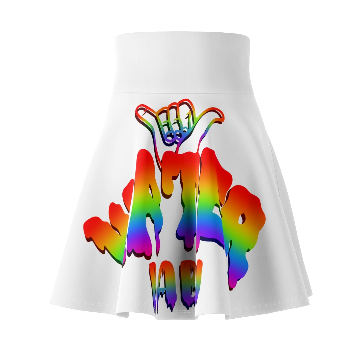 Rainbow Shaka Skater Skirt — Colorful Surf Vibe AOP