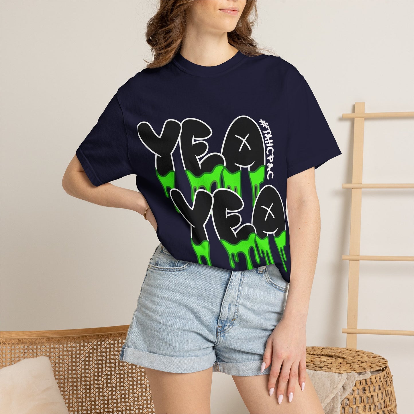 YEA YEA Graphic T‑Shirt — #TAHCPAC Back Print