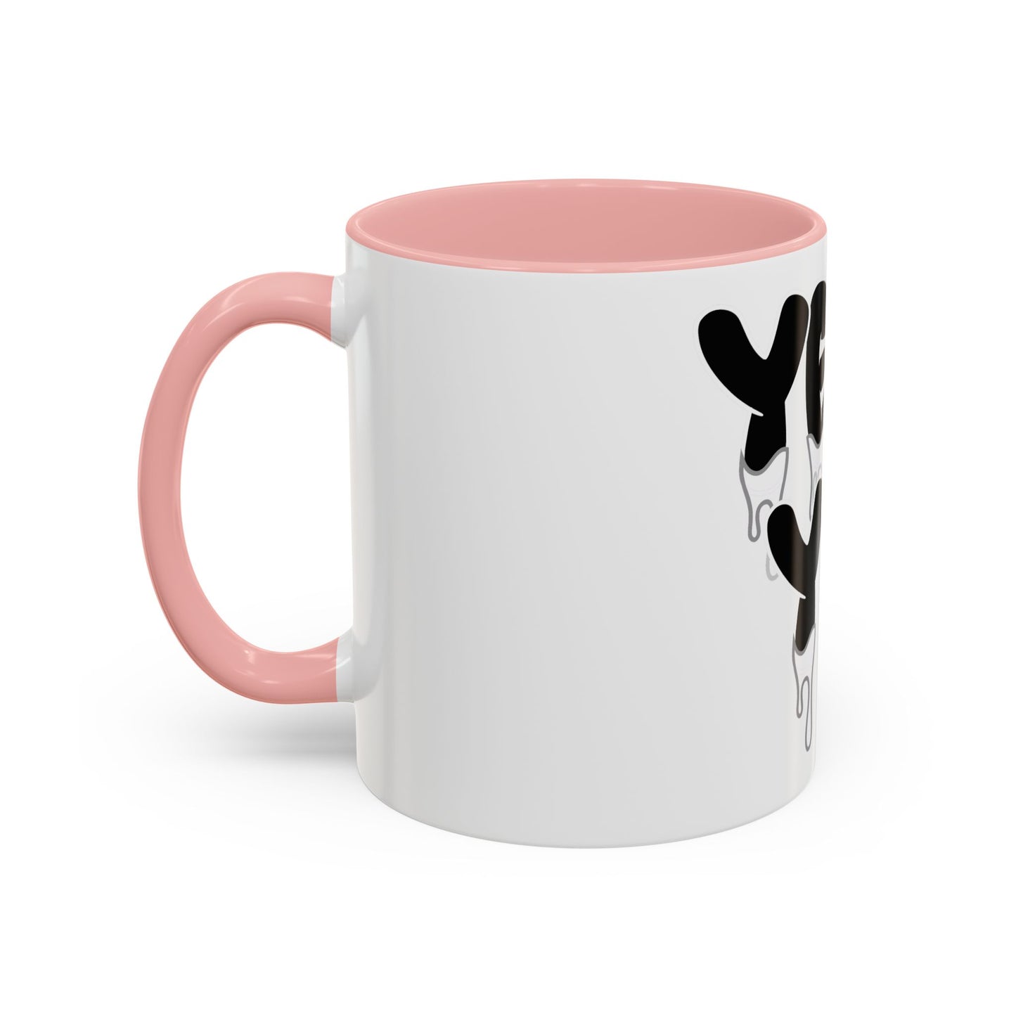 Drippy "YEA YEA" Accent Coffee Mug — Black & White Graphic Ceramic