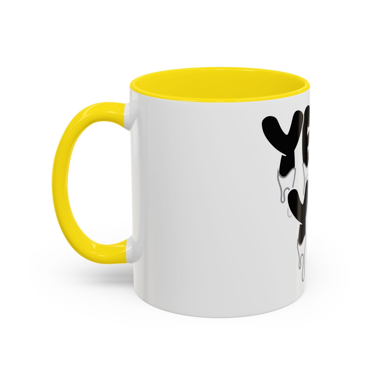 Drippy "YEA YEA" Accent Coffee Mug — Black & White Graphic Ceramic
