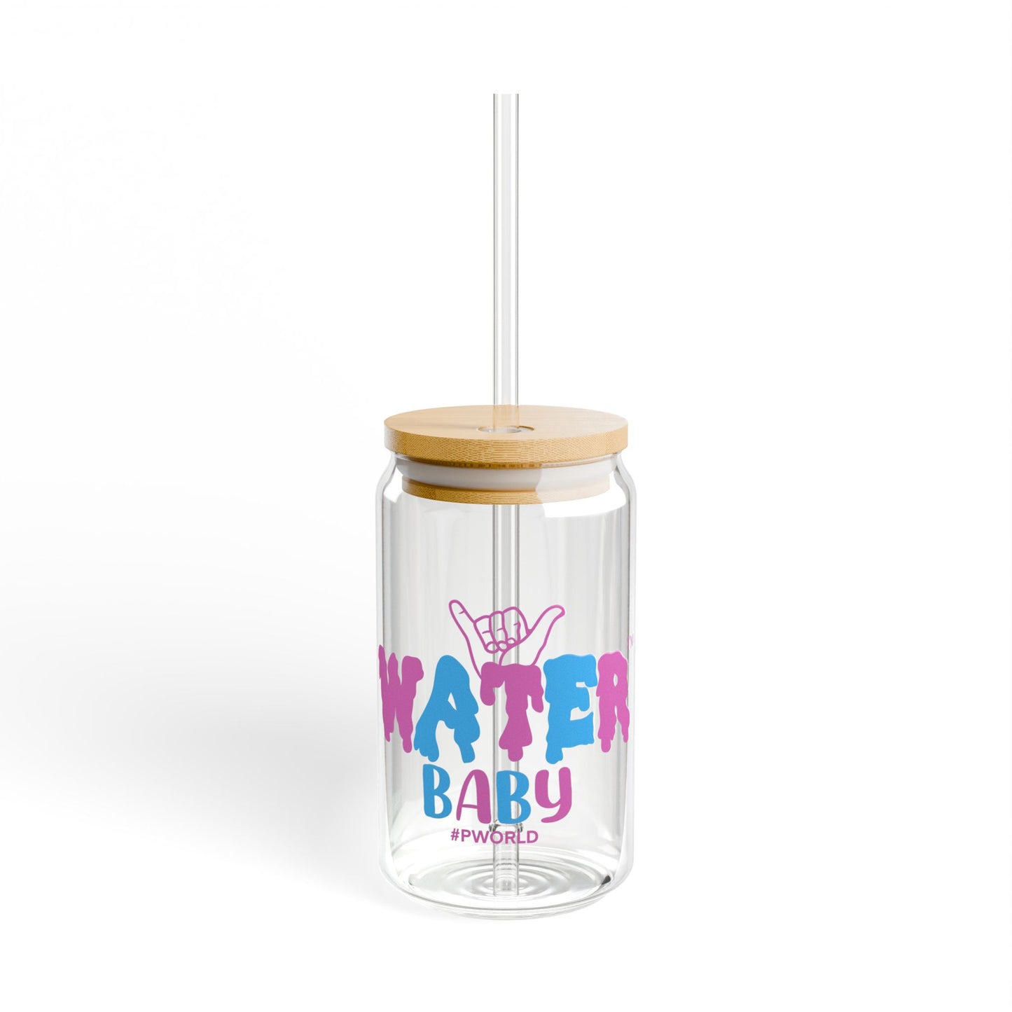 Water Baby Sipper Glass - 16oz Bamboo Lid Straw Jar