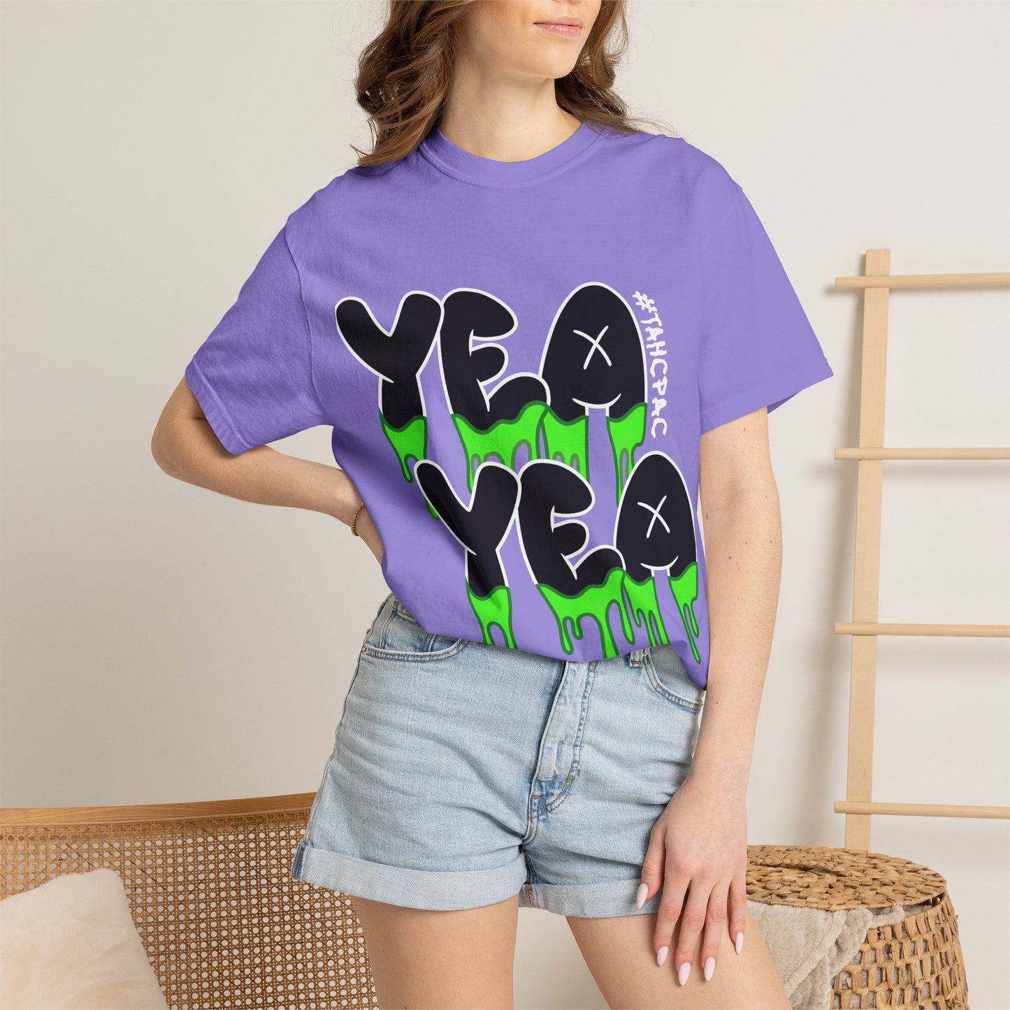 YEA YEA Graphic T‑Shirt — #TAHCPAC Back Print