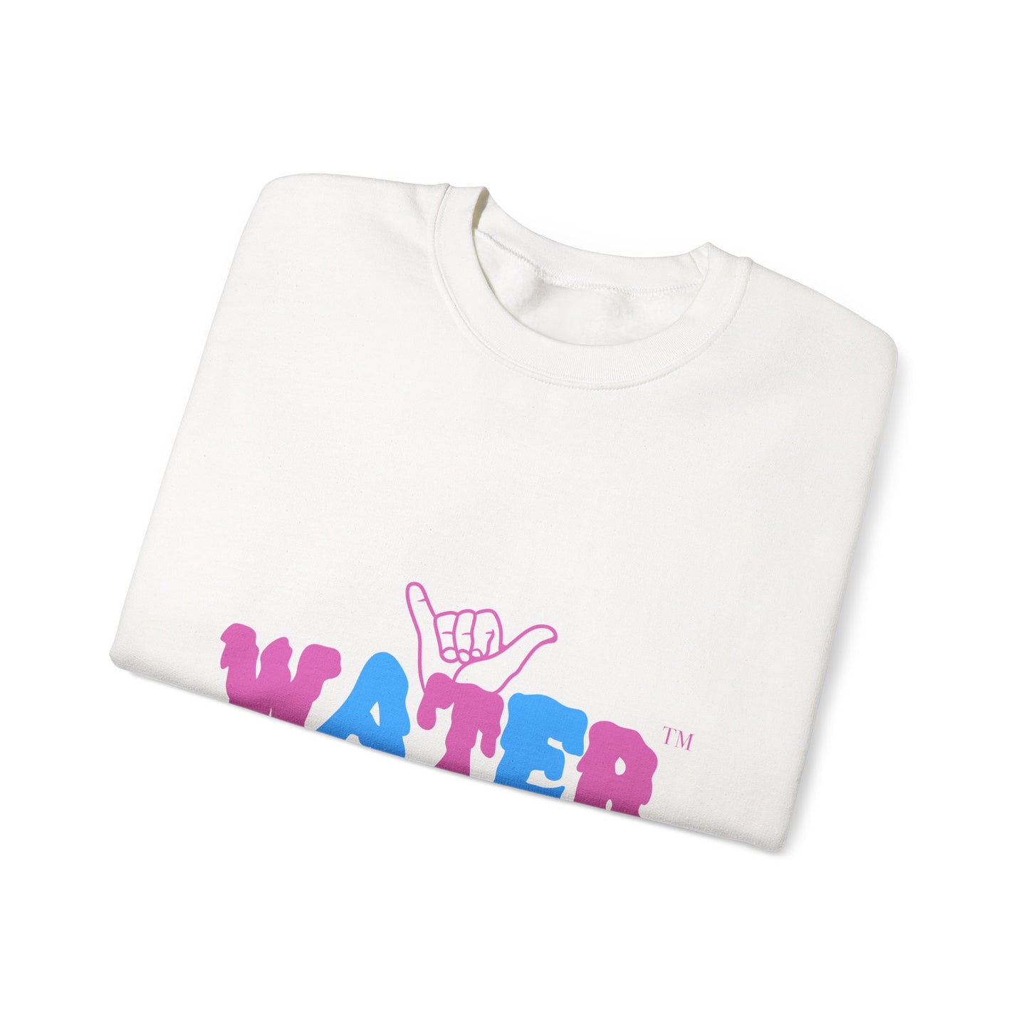 Crewneck Sweatshirt — "Water Baby" Graphic Pullover with Surf-Inspired Back Print