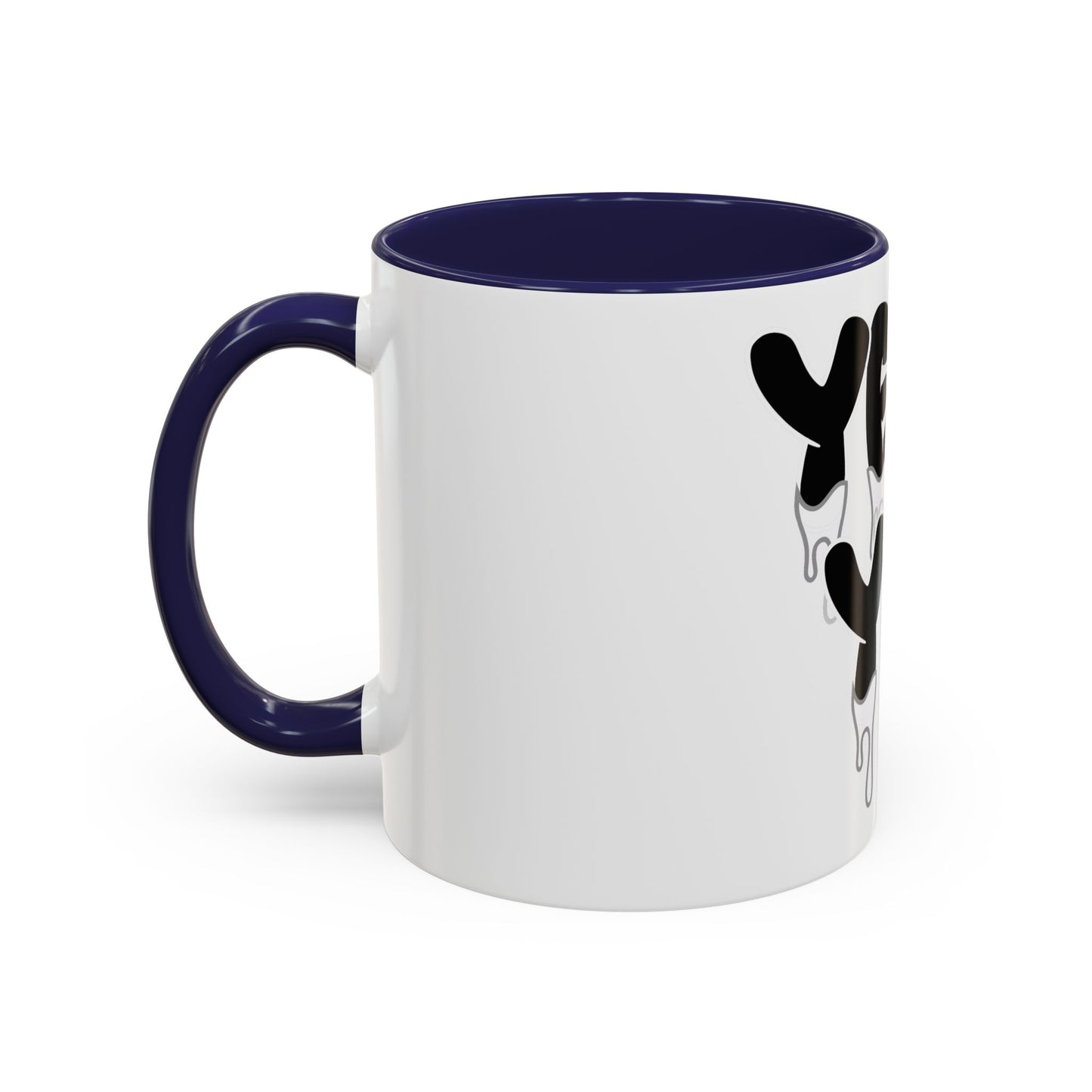Drippy "YEA YEA" Accent Coffee Mug — Black & White Graphic Ceramic