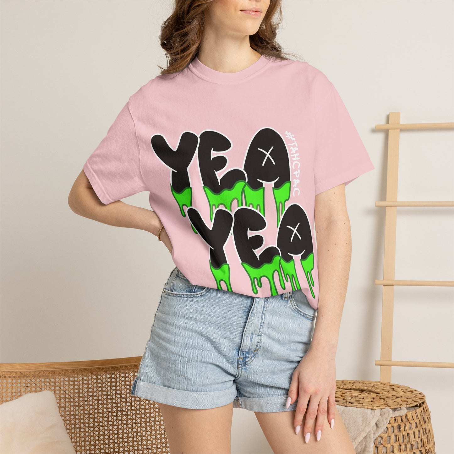 YEA YEA Graphic T‑Shirt — #TAHCPAC Back Print