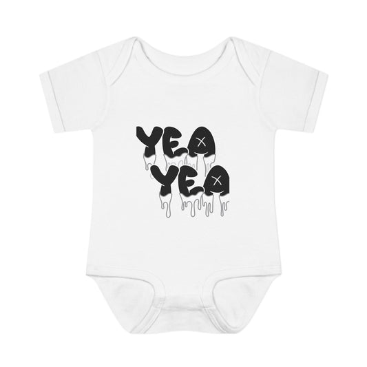Infant Bodysuit — Playful 'Yea Yea' Drip Design with 'Kamp Water' Back Print