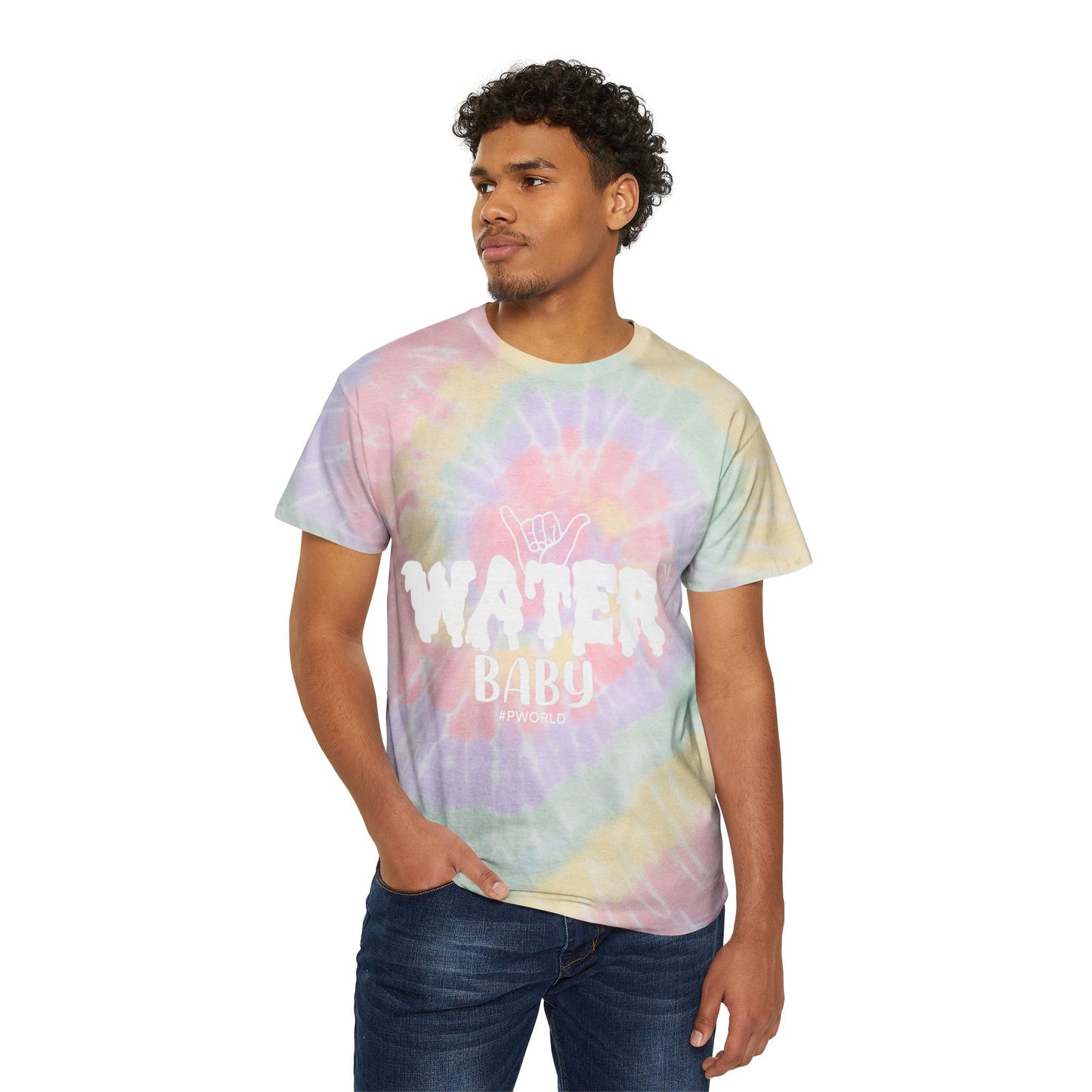 Pastel Spiral Tie-Dye Tee — 'Water' Graphic Casual T-Shirt