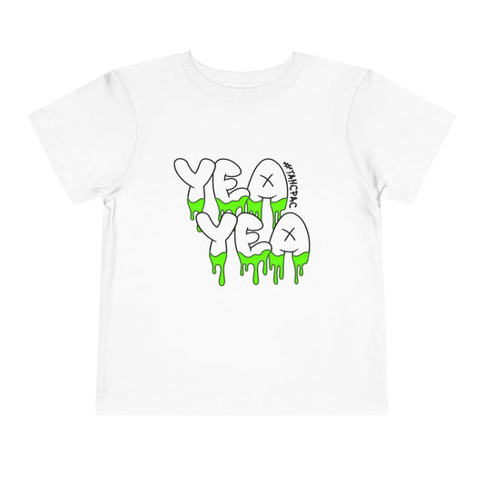 Toddler Tee — Green Drip "YEAH YEAH" Graphic | Kamp Water Logo