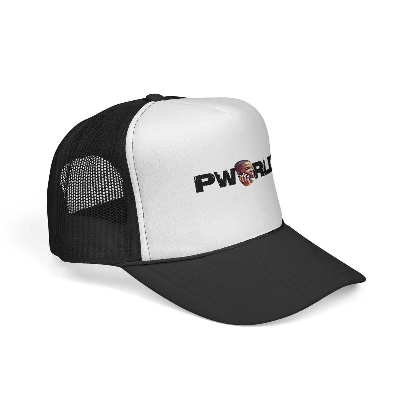 Trucker Cap — PWRLD Logo Trucker Hat with Retro Portrait