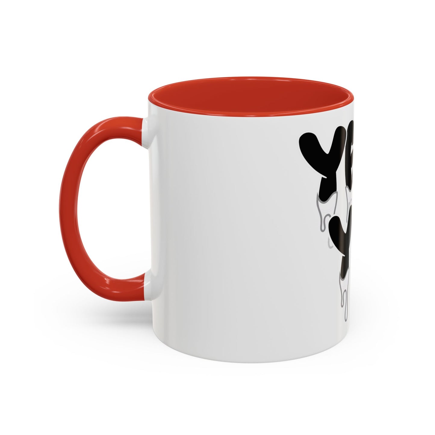 Drippy "YEA YEA" Accent Coffee Mug — Black & White Graphic Ceramic