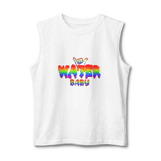 Water Baby Muscle Tank — Rainbow Surf Shaka Graphic Tank Top